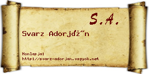 Svarz Adorján névjegykártya